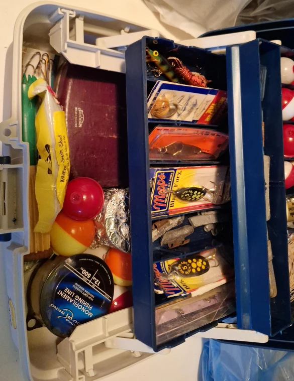 Fishing Tackle Box with Lures and Line