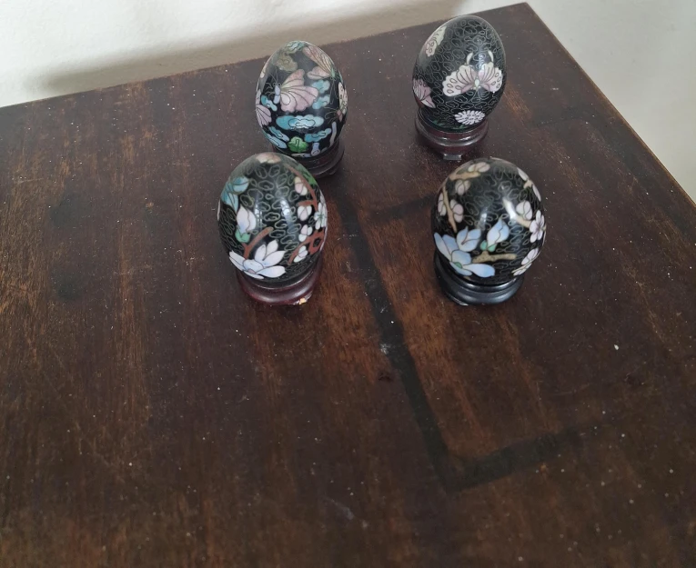 Set of 4 Decorative Cloisonné Eggs