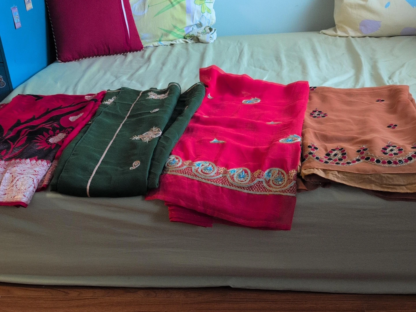 Bundle of 4 Embroidered only Saris