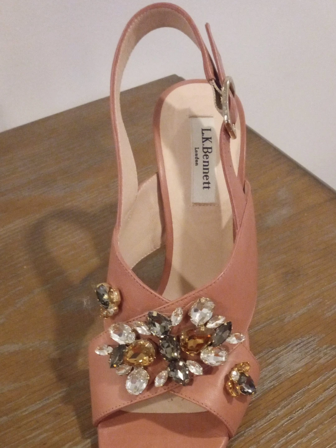 L.K. Bennett Pink Embellished Slingback Heels