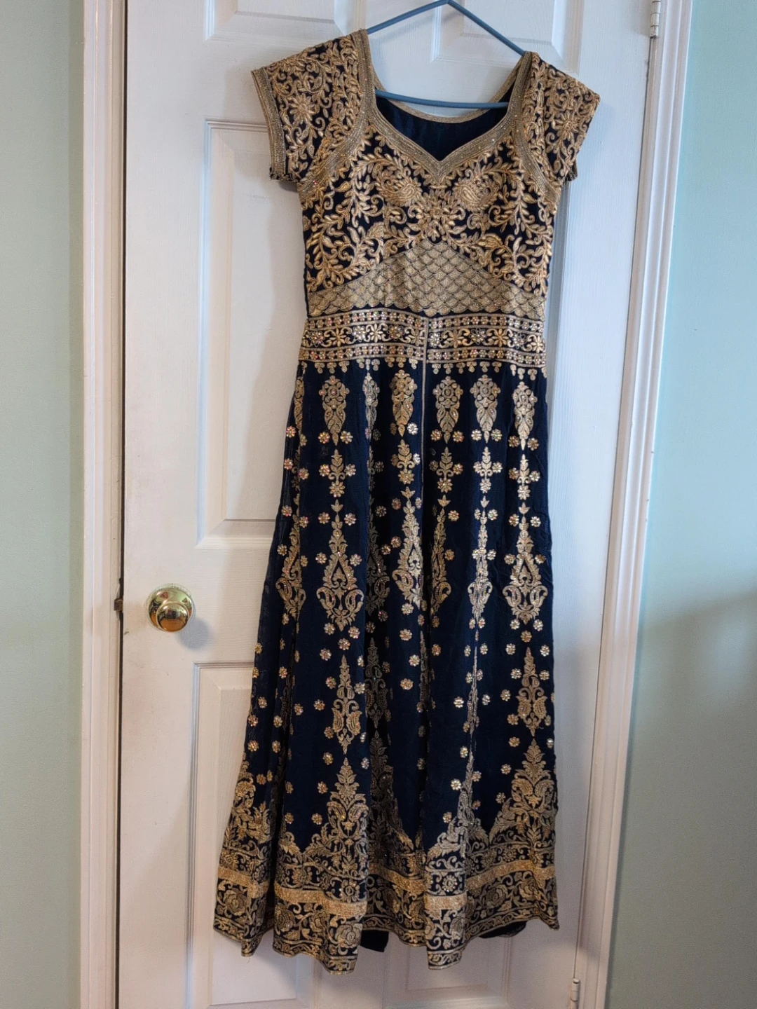 Embroidered Navy Blue Anarkali Dress