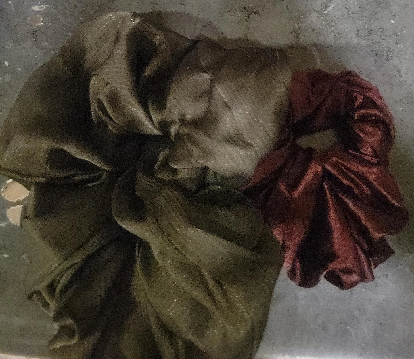 Set of 2 Large Scrunchies - Burgundy & Olive Green