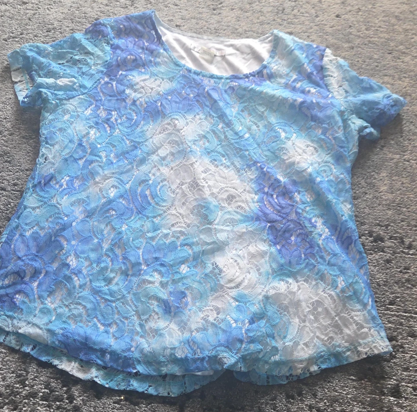Blue and White Lace T-Shirt