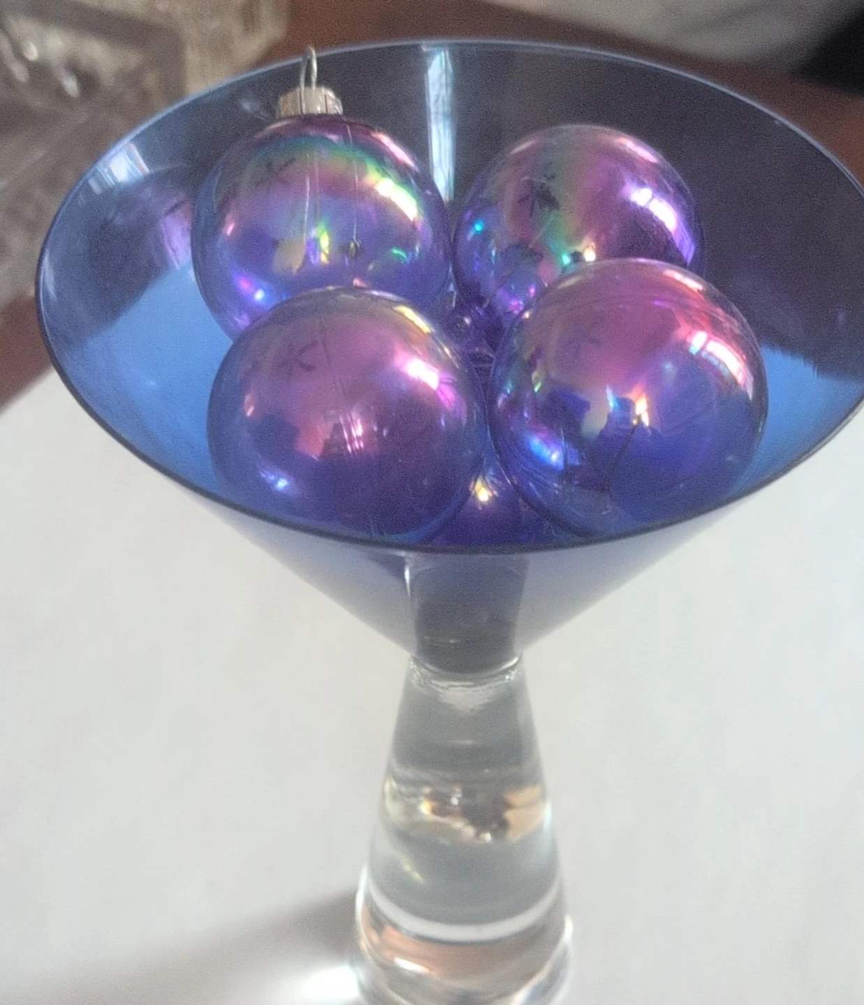 Set of 4 Iridescent Purple Christmas Ornaments