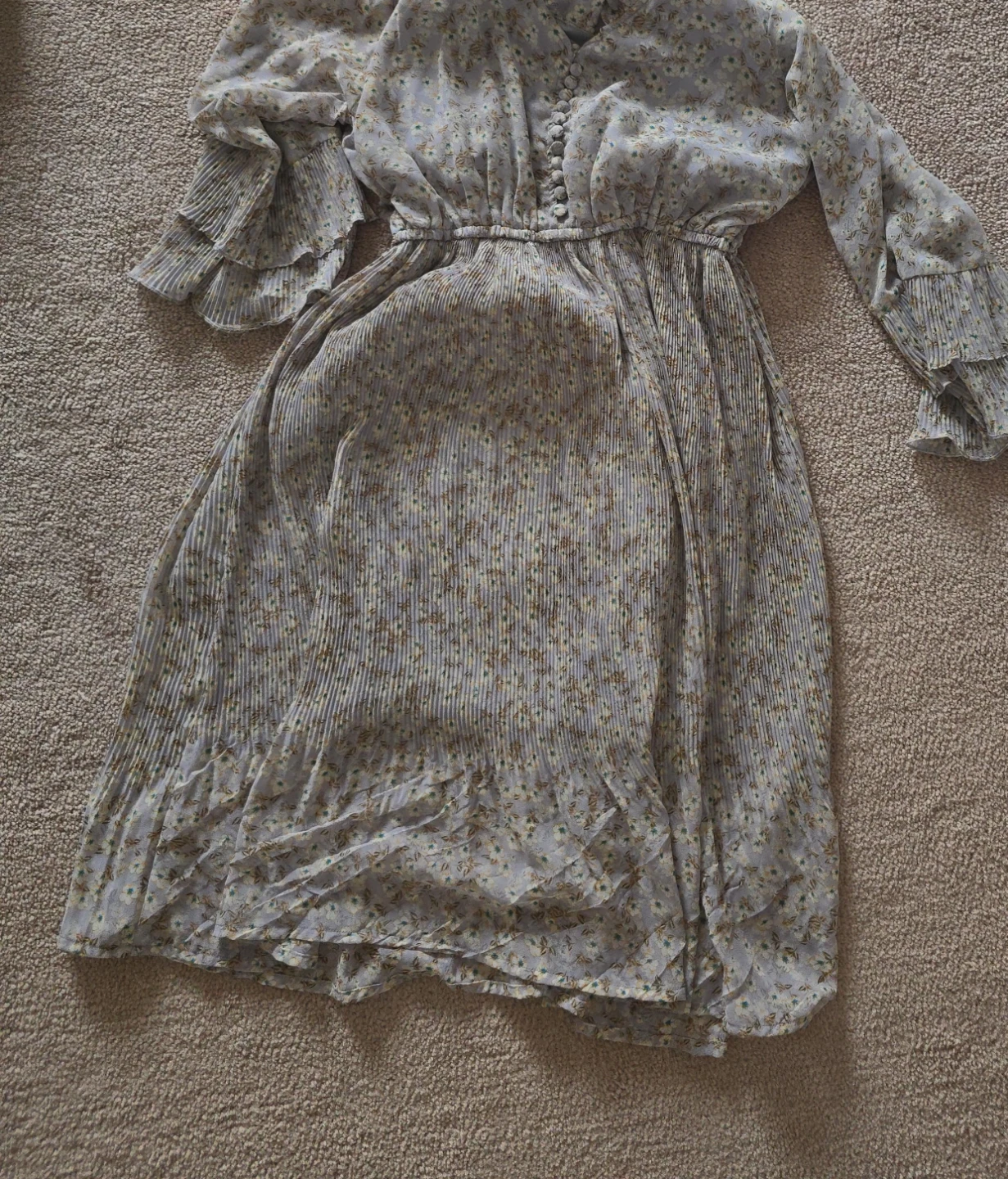 Floral Print Dress with Pleated Details