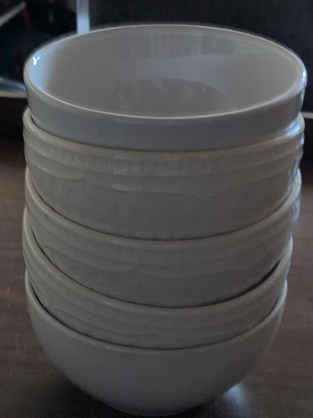 Stack of 5 White Ceramic Bowls