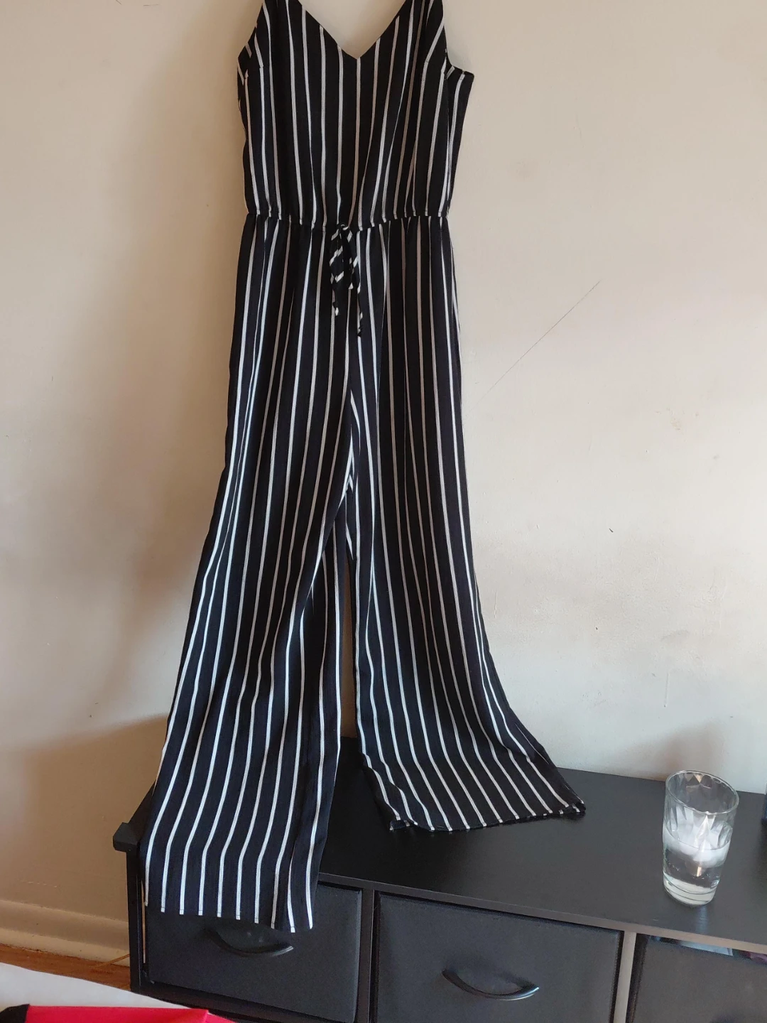 Black and White Striped Jumpsuit