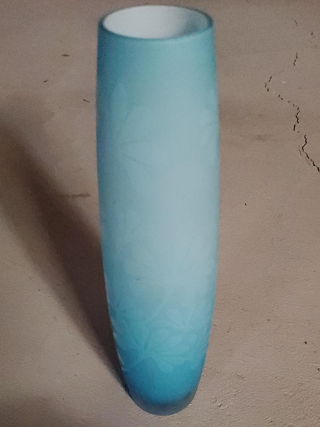 Blue Frosted Glass Vase