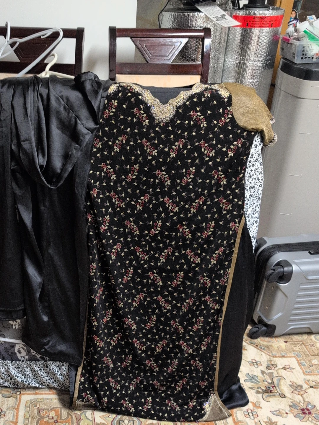 Floral Black Kaftan Dress full suit