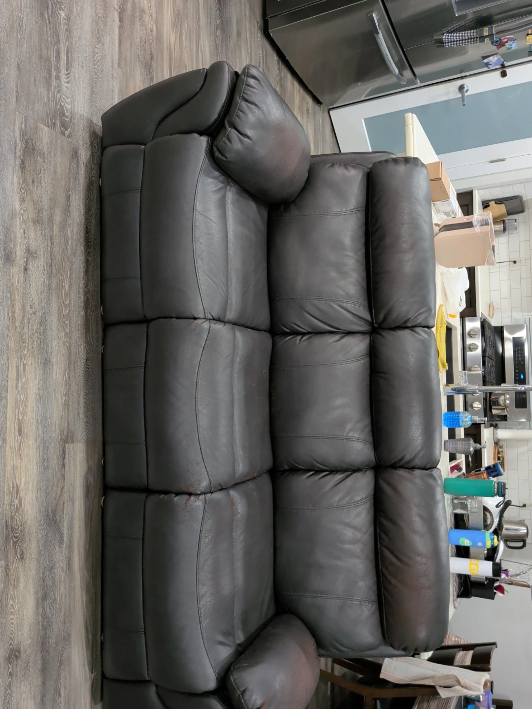 Dark Grey Leather Sofa