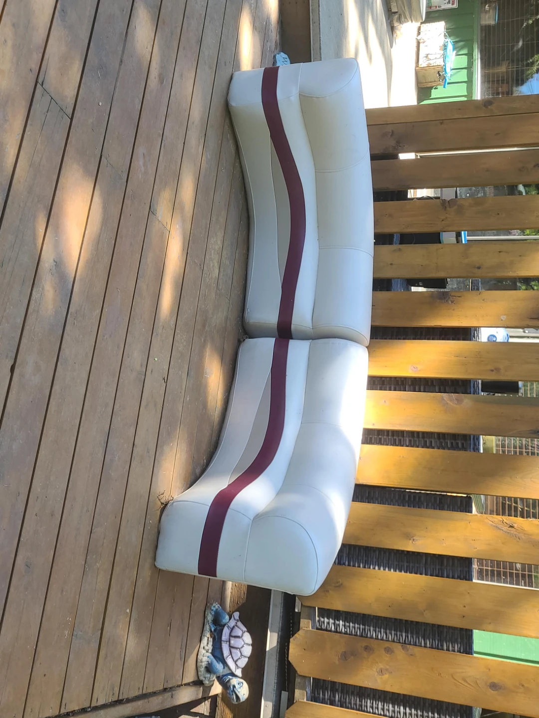 White and Maroon Boat Seat Cushion