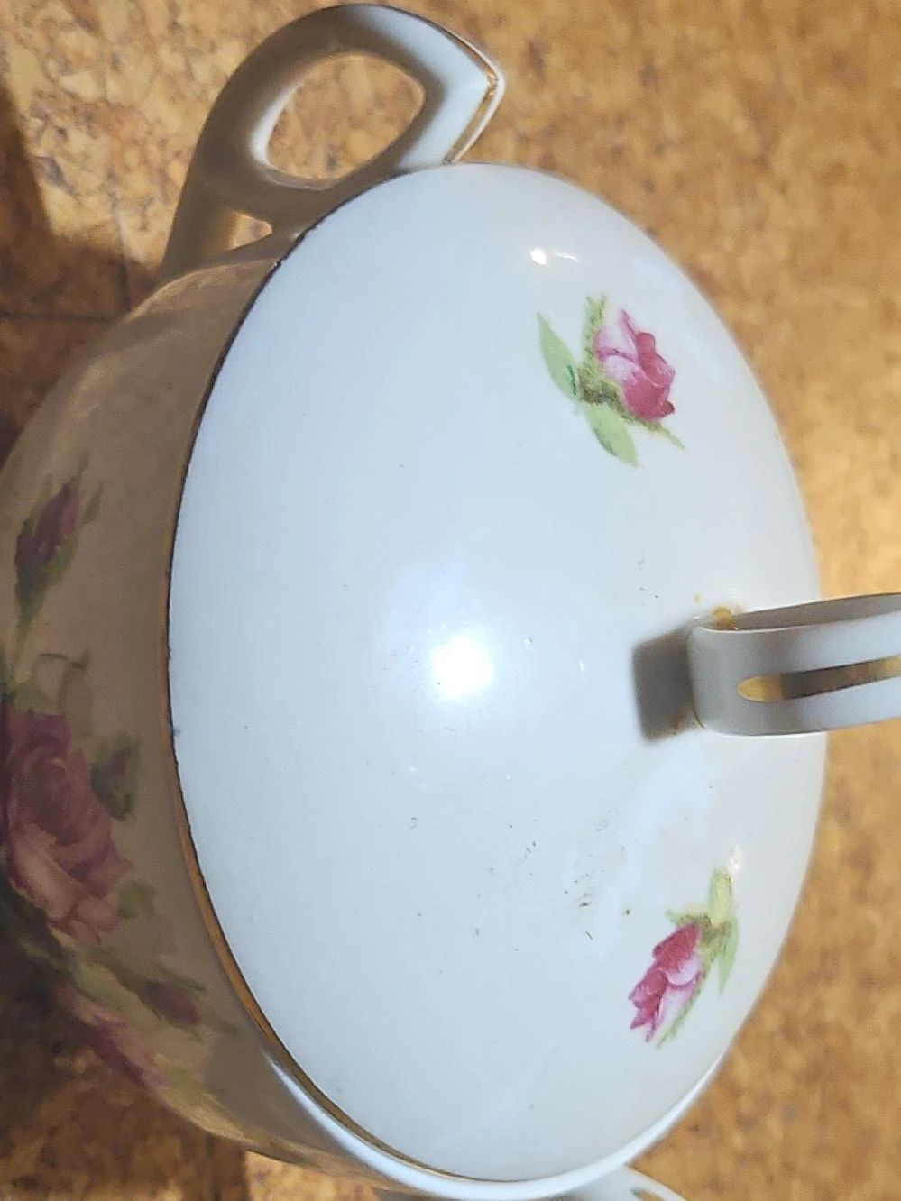 Rose Pattern Sugar Bowl and Creamer Set