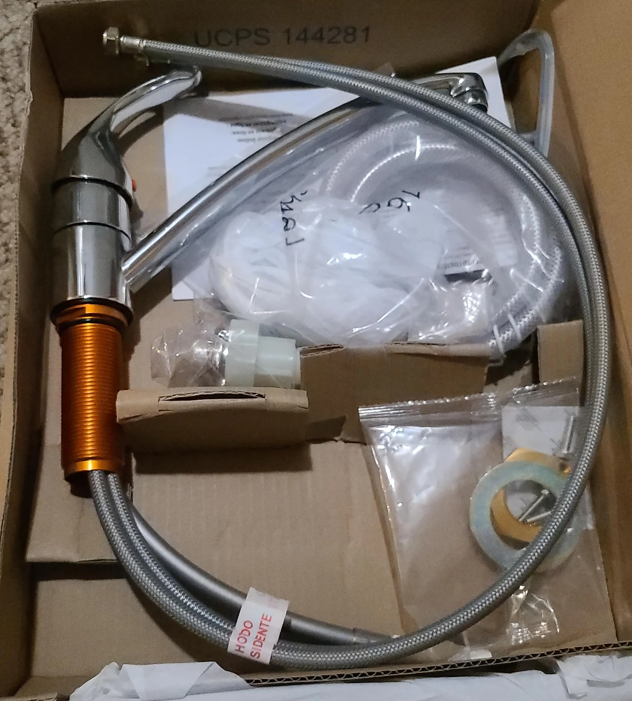 Kitchen Faucet with Orange Accent