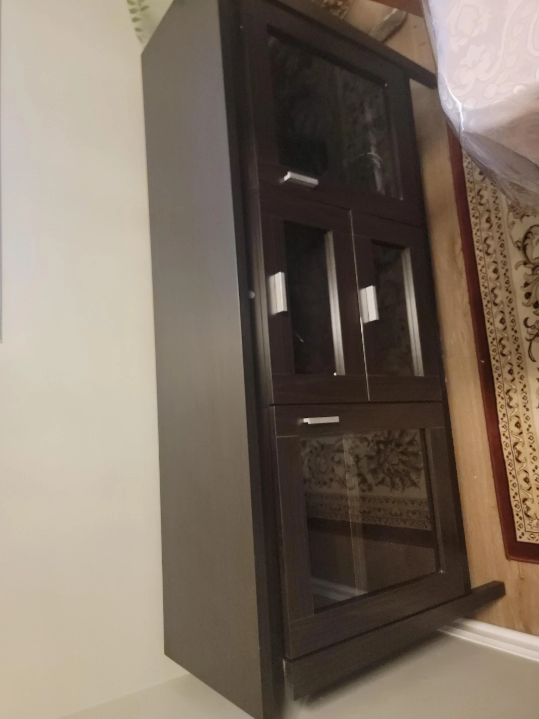 Tv stand 65 inch Dark Wood Media Console with Glass Doors