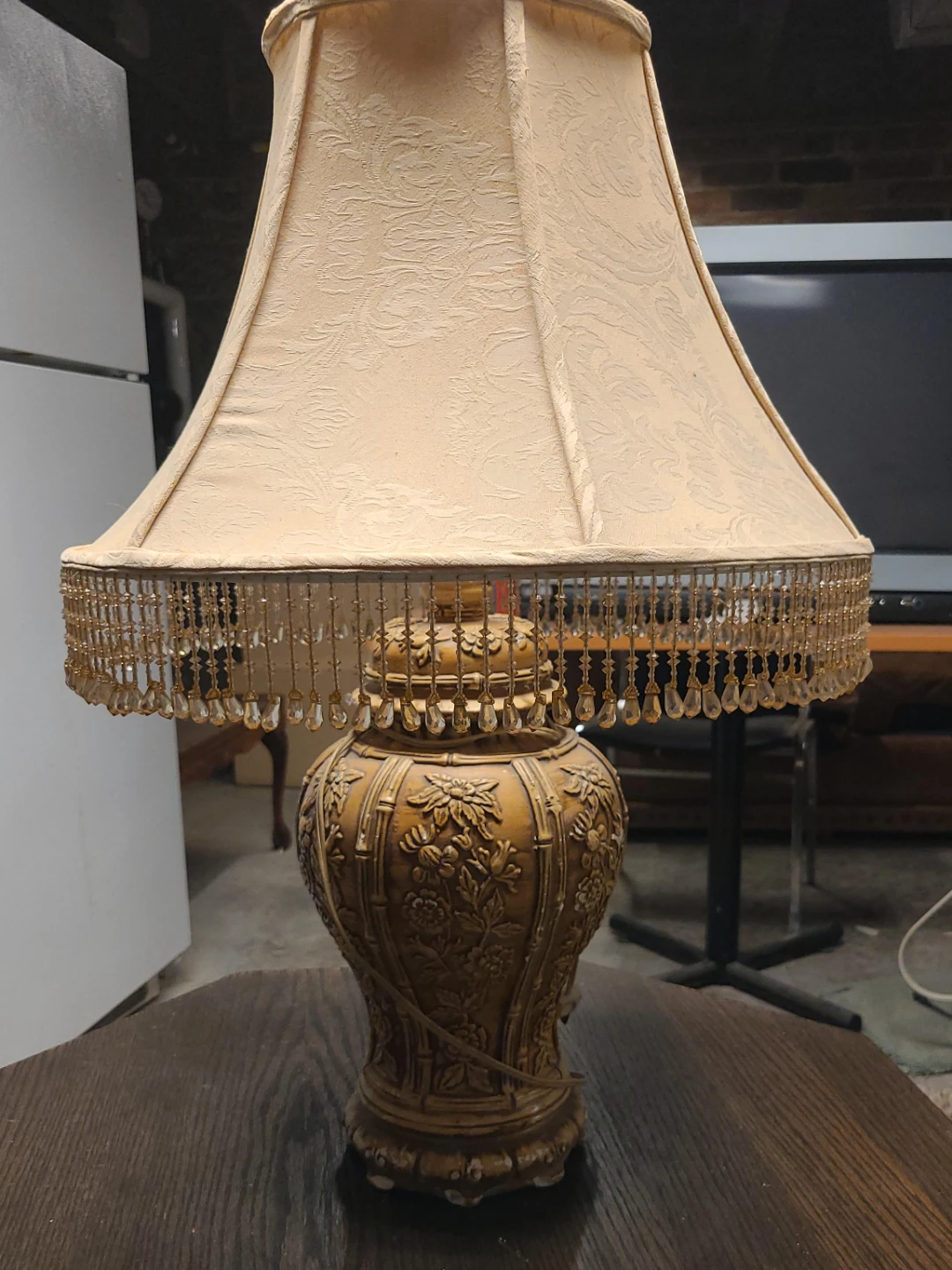 Vintage Decorative Table Lamp with Beaded Trim