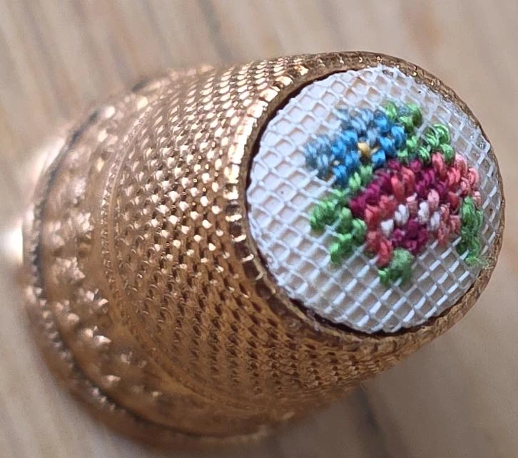 Embroidered Thimble with Floral Design