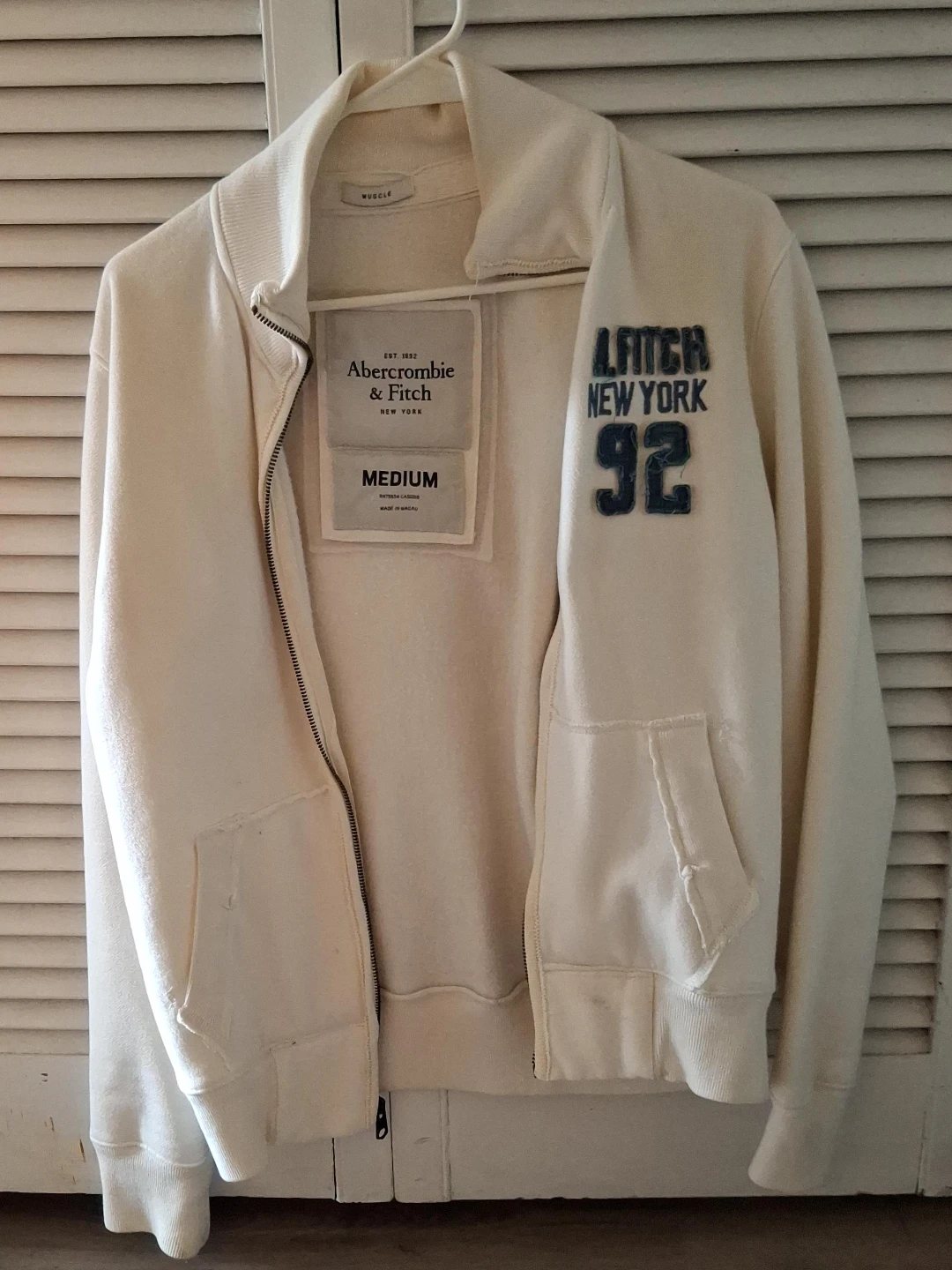Abercrombie & Fitch Zip-Up Jacket - Cream - Medium