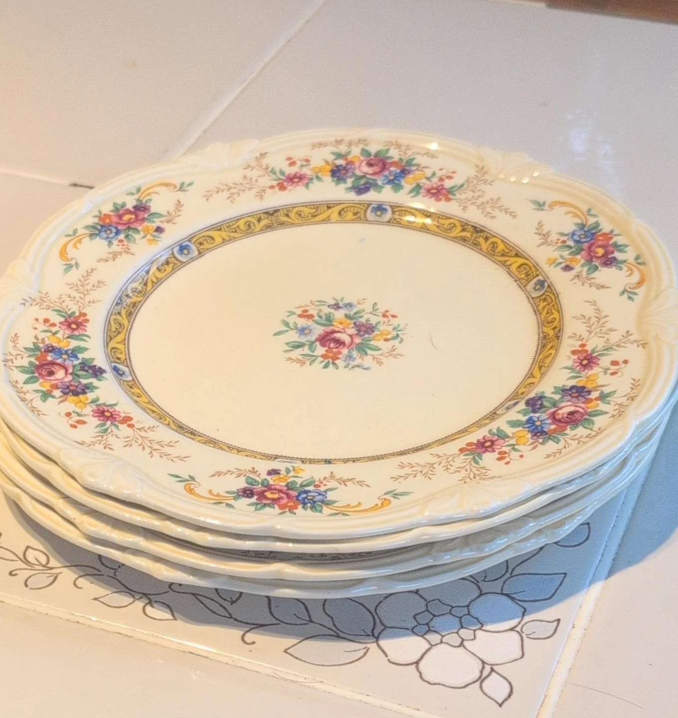 Set of 4 Floral Dinner Plates