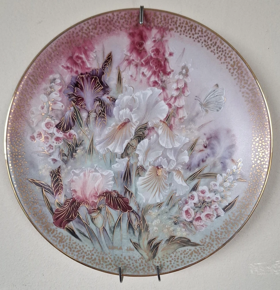Decorative Plate - Irises and Butterflies