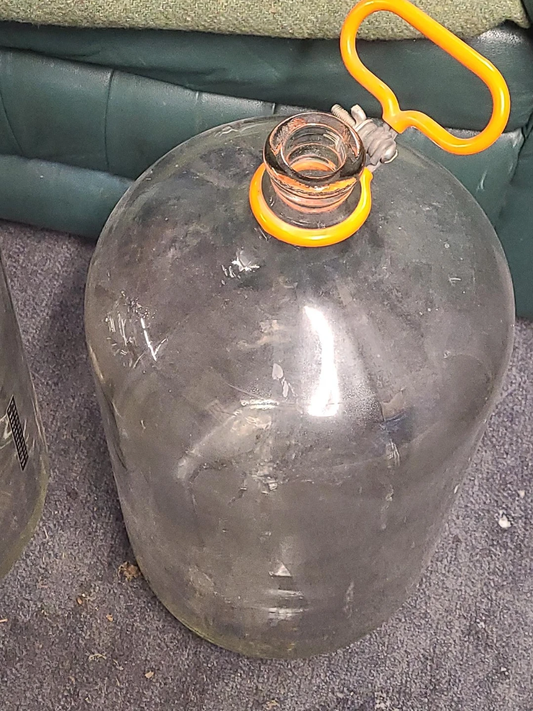 Large Glass Carboy with Orange Handle
