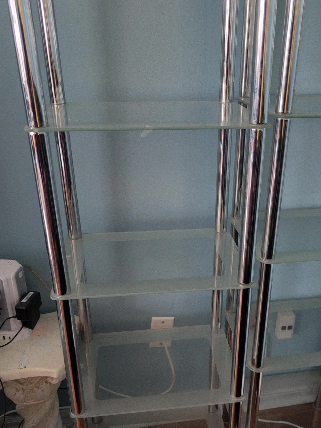 Glass and Chrome Shelf Unit $70 each 2 shelf for 130
