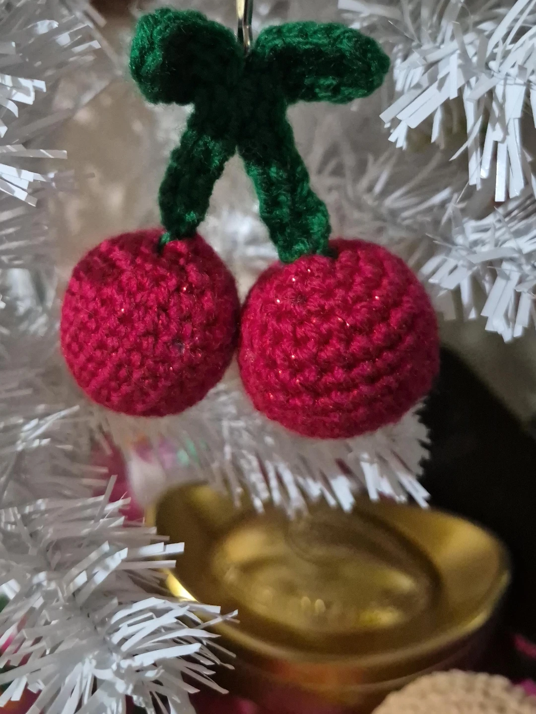 Hand-Crocheted Cherry Keychain - photo 2