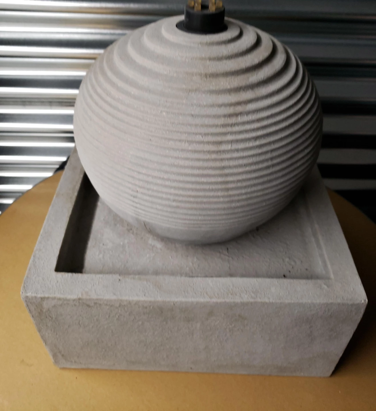 Concrete Sphere Fountain with Square Base