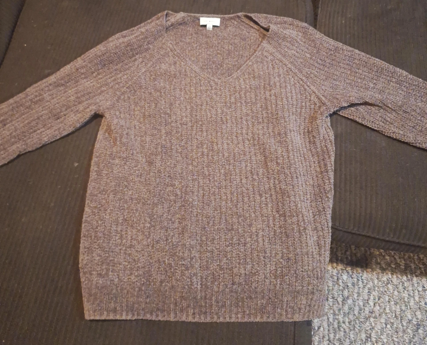 Lucky Brand V-Neck Knit Sweater - Brown - L/G