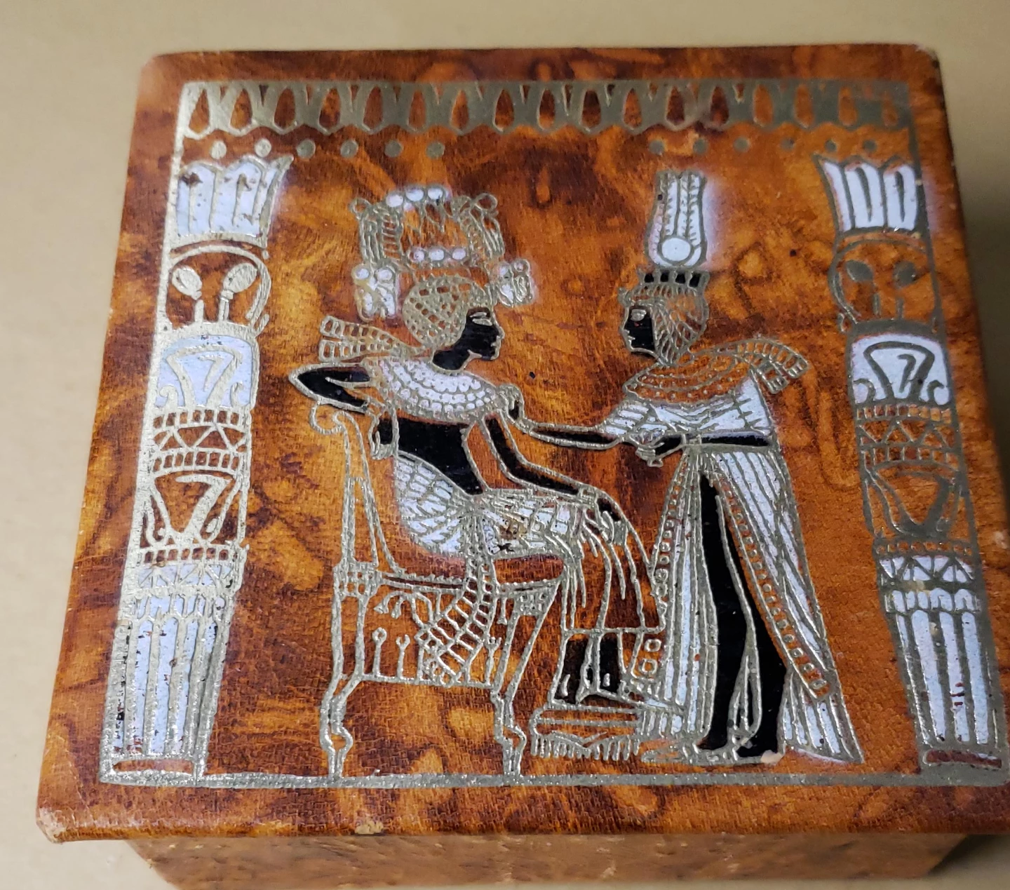 Decorative Egyptian-themed Wooden Box
