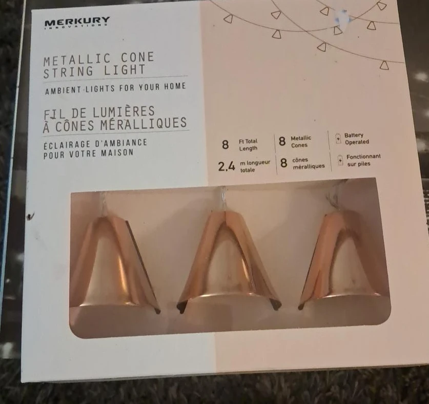 Merkury Innovations Metallic Cone String Lights - Copper