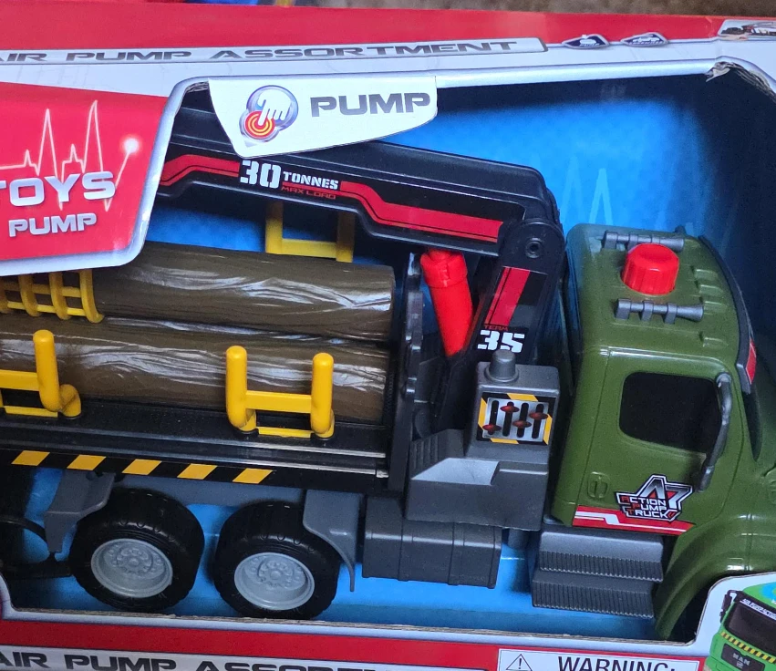 Action Pump Toys Logging Truck with Crane