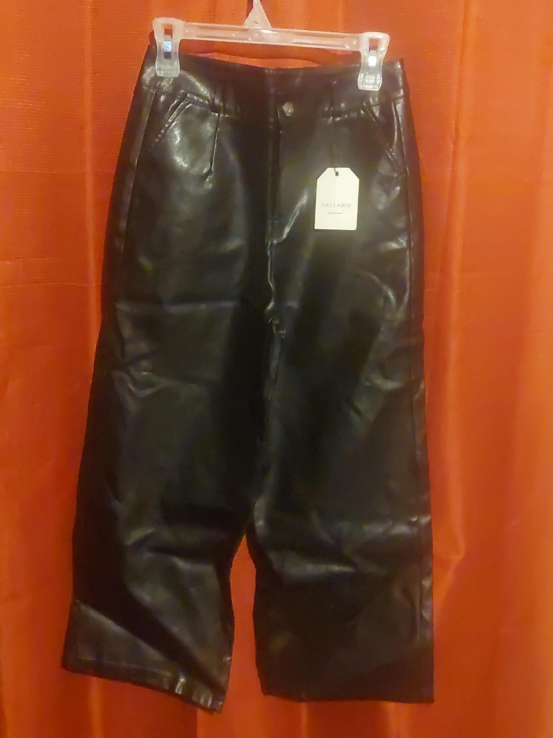 Cellabie Faux Leather Cropped Pants Black