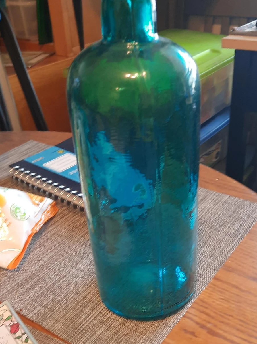 Large Teal Glass Bottle