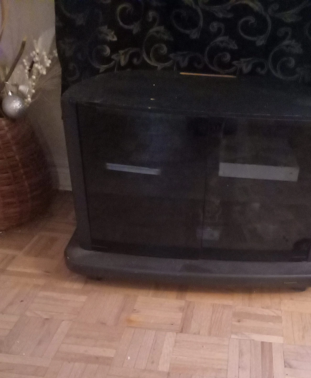 Black TV Stand with Glass Doors