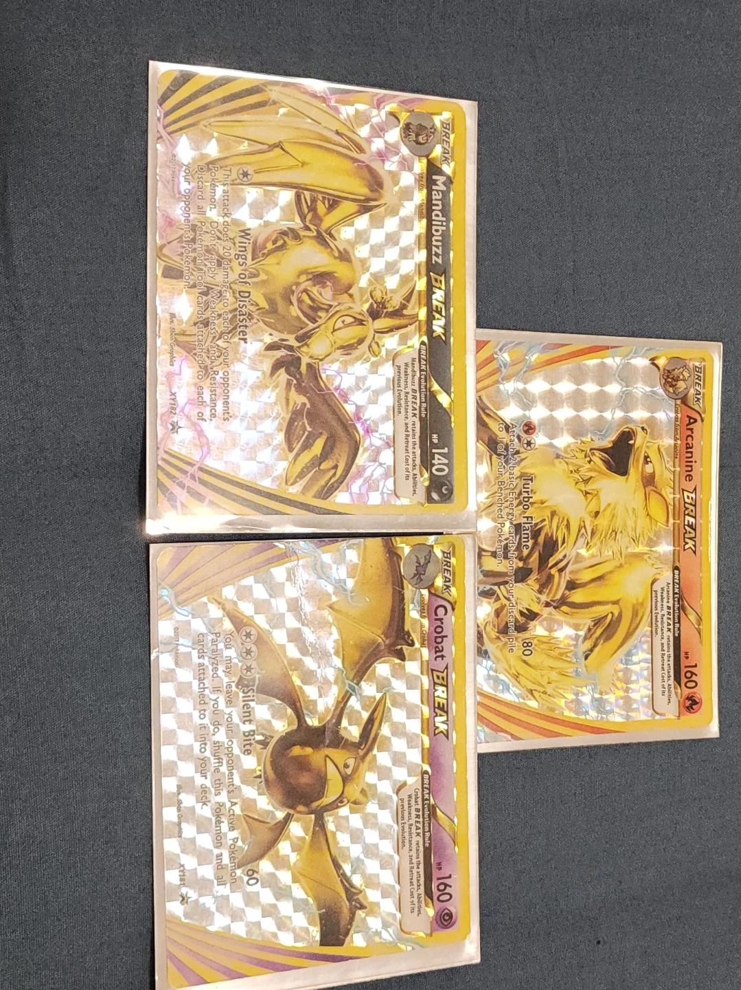 Pokémon BREAK Trading Cards - Arcanine, Mandibuzz, Crobat