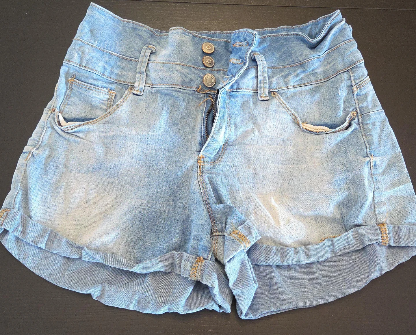 Light Wash Denim High-Waisted Shorts