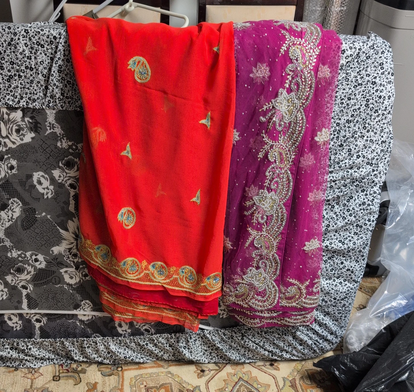 Embellished Red and Pink Saree only saree