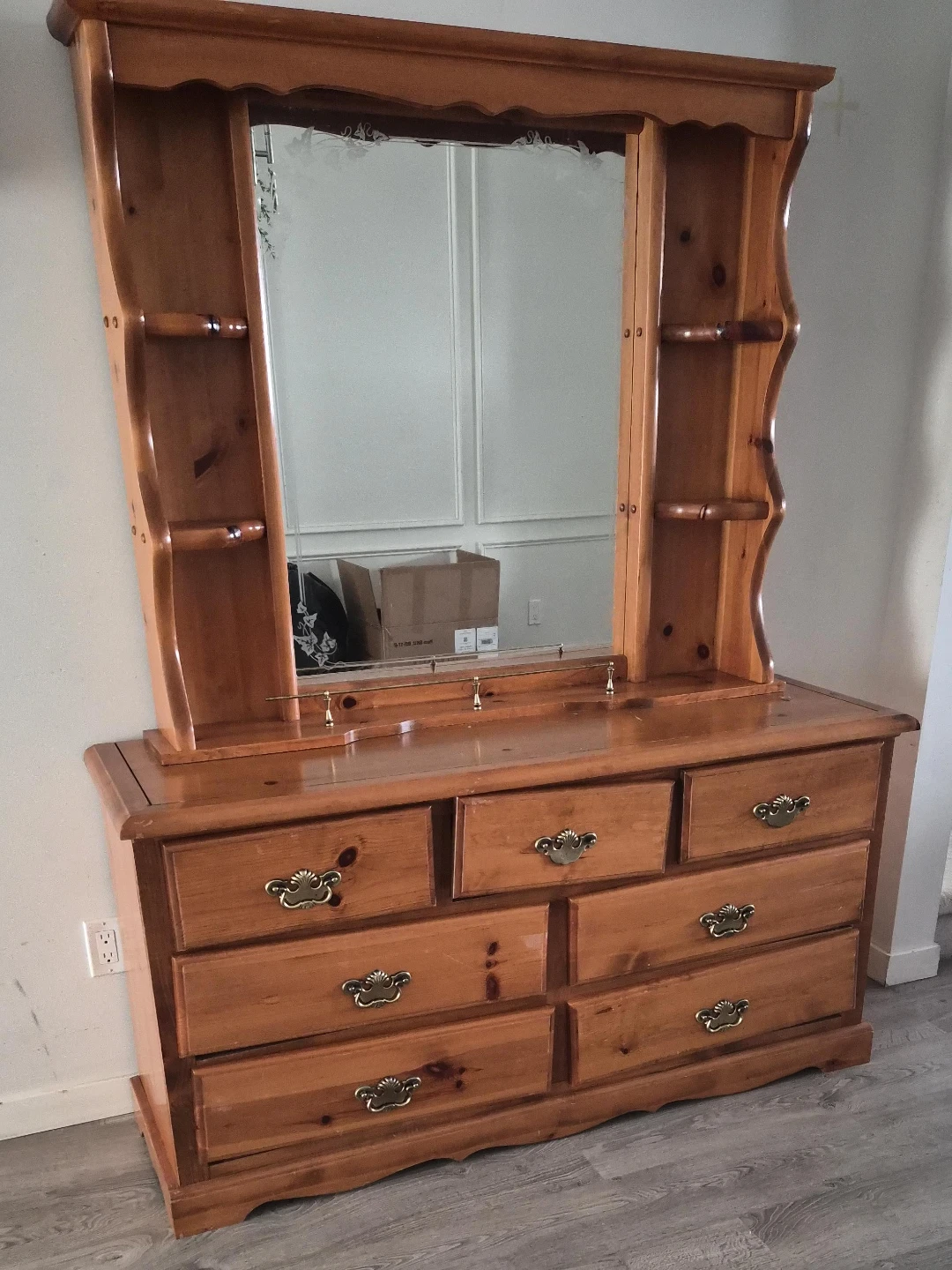 Solid Wood Dresser with Mirror