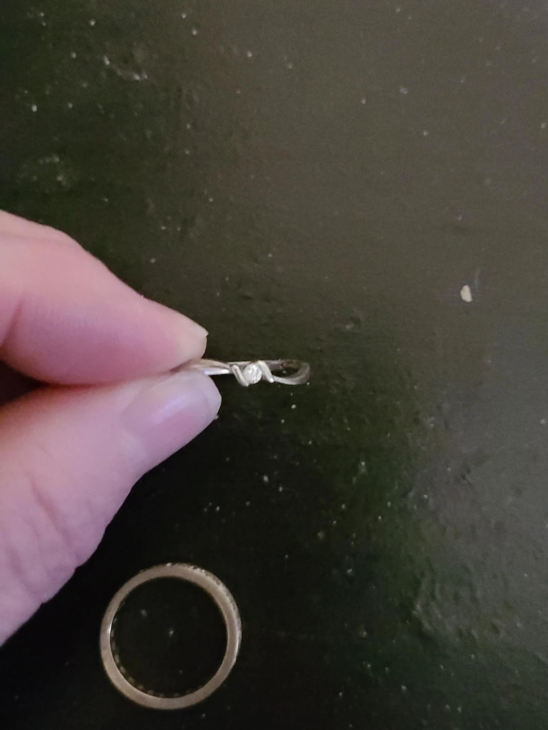 Silver Ring with Small Diamond Accent