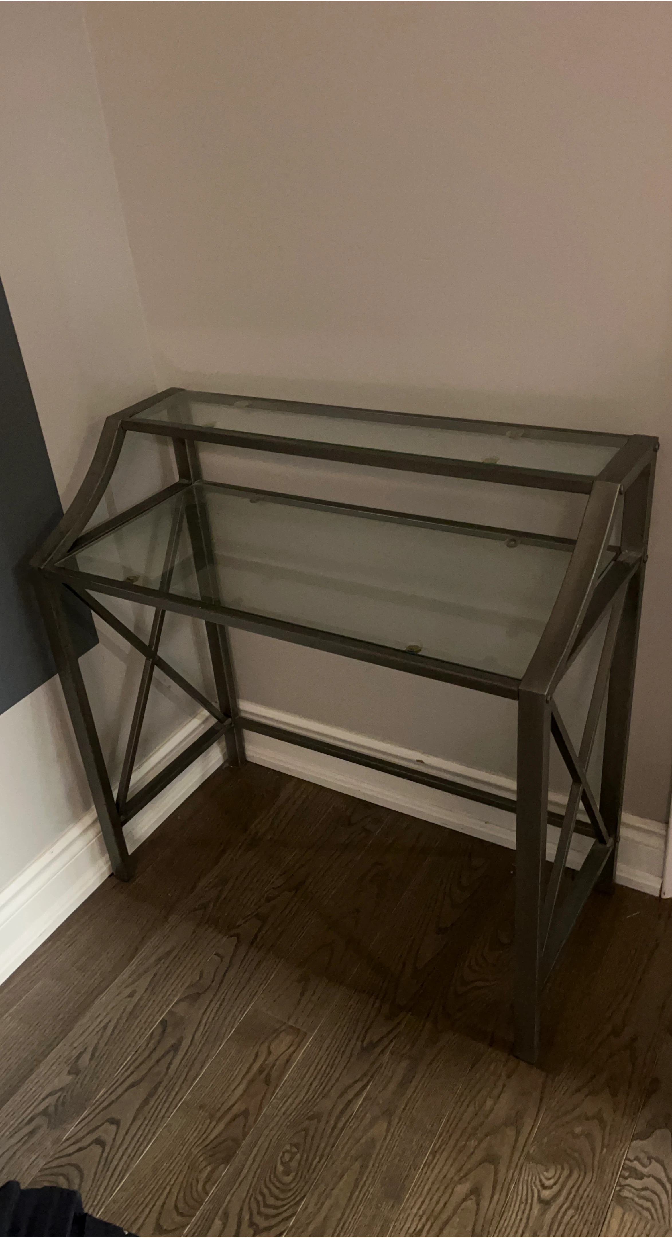 Glass Top Console Table with Metal Frame