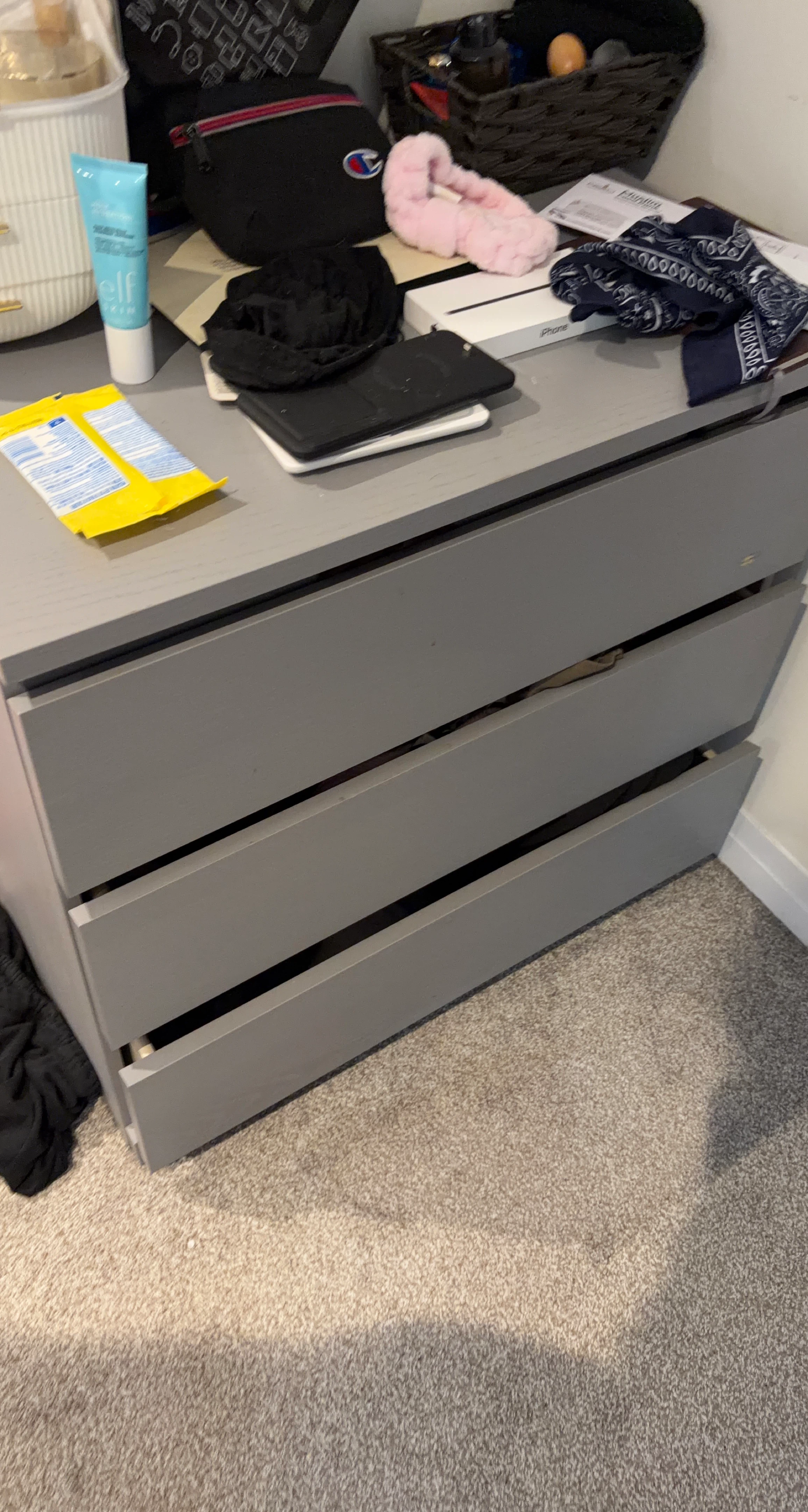IKEA Malm Grey 3-Drawer Dresser