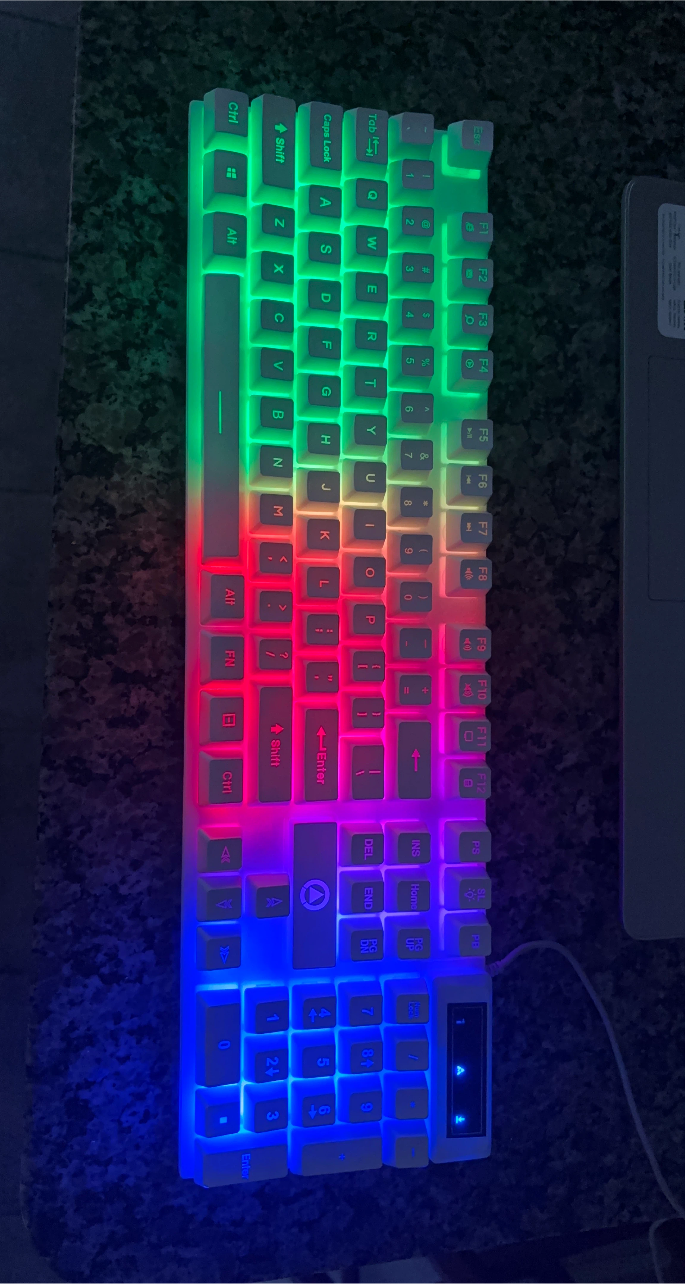 White Wired Mechanical Keyboard with RGB Backlighting