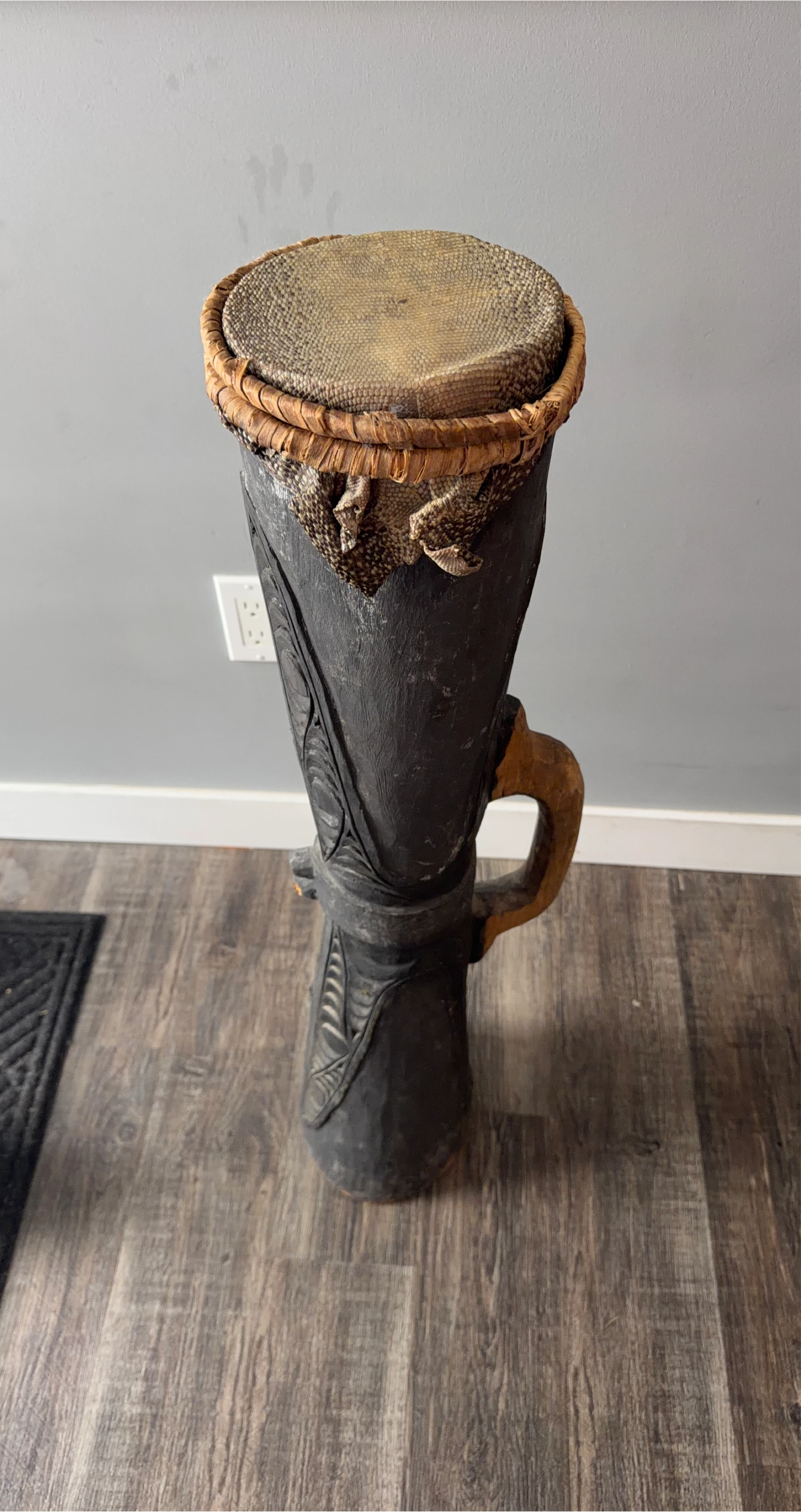 Hand Carved Papua New Guinea Drum