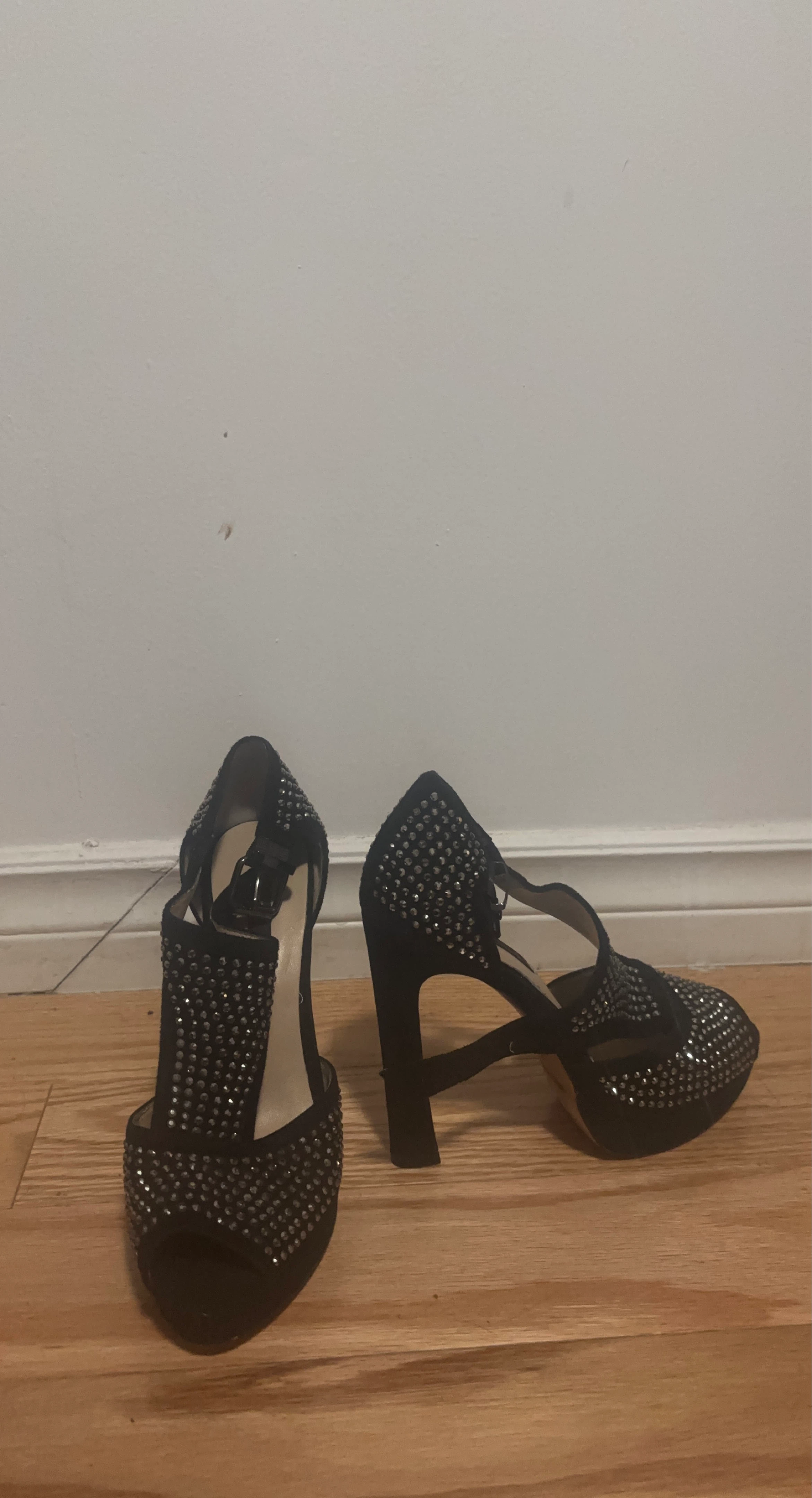 Black Studded Platform Heels