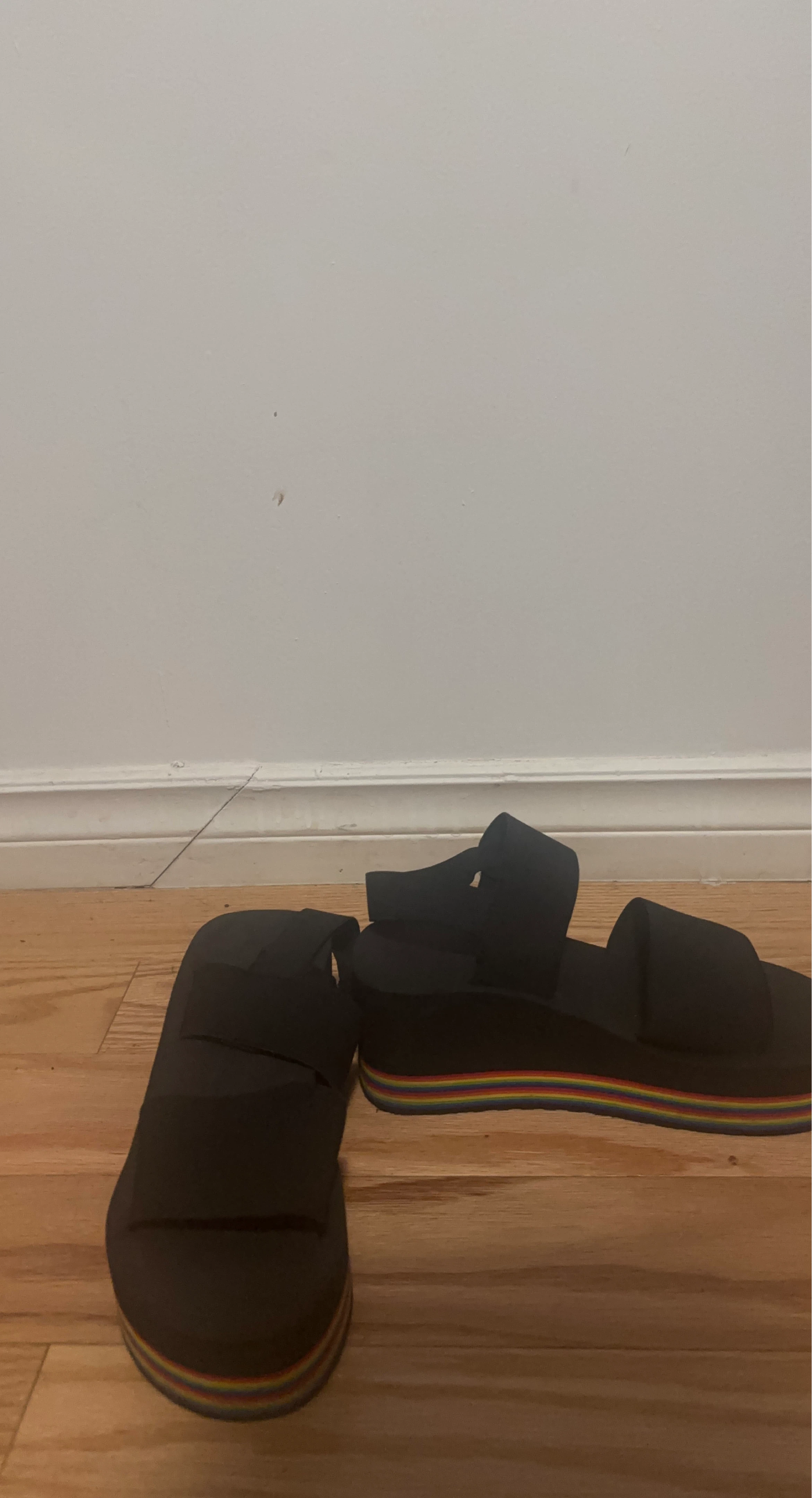 Black Platform Sandals with Rainbow Sole