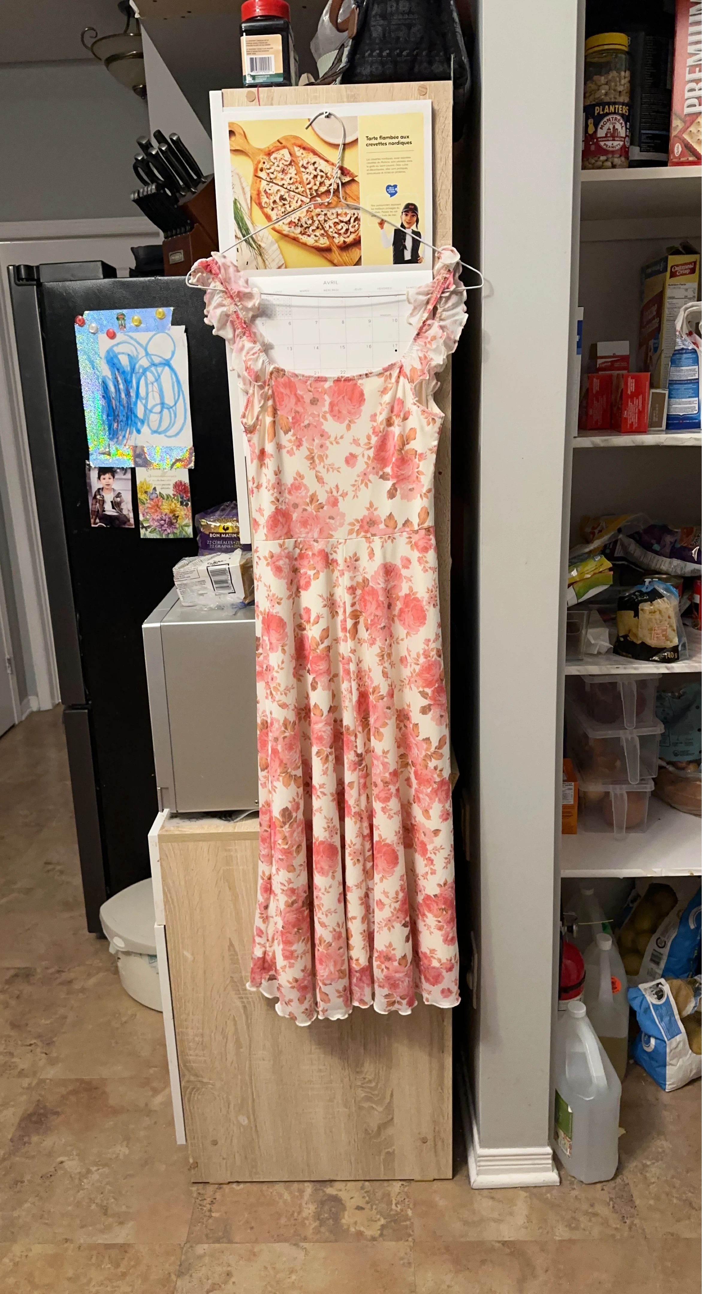 Robe à fleurs rose et blanc