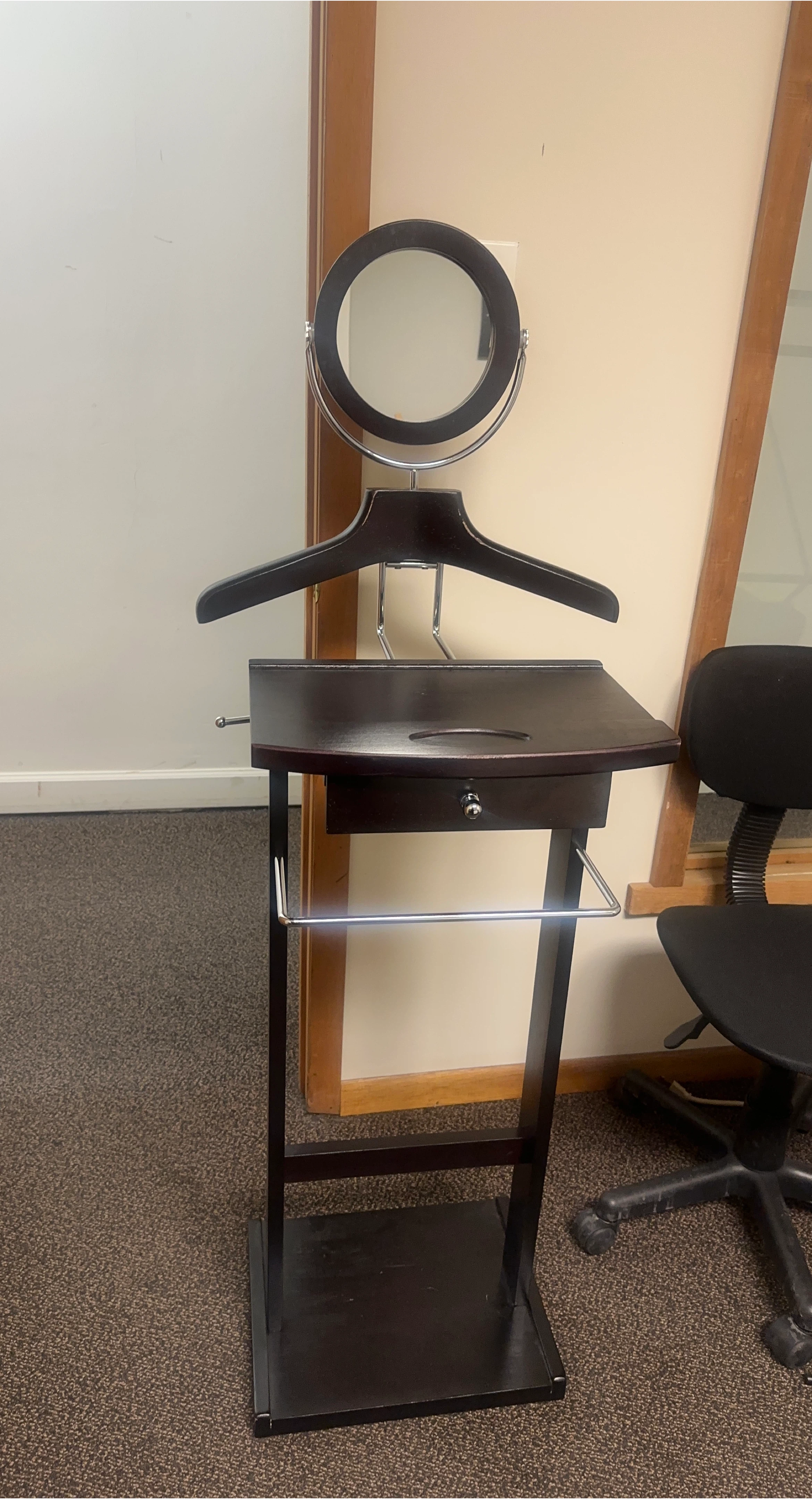 Wooden Valet Stand with Mirror