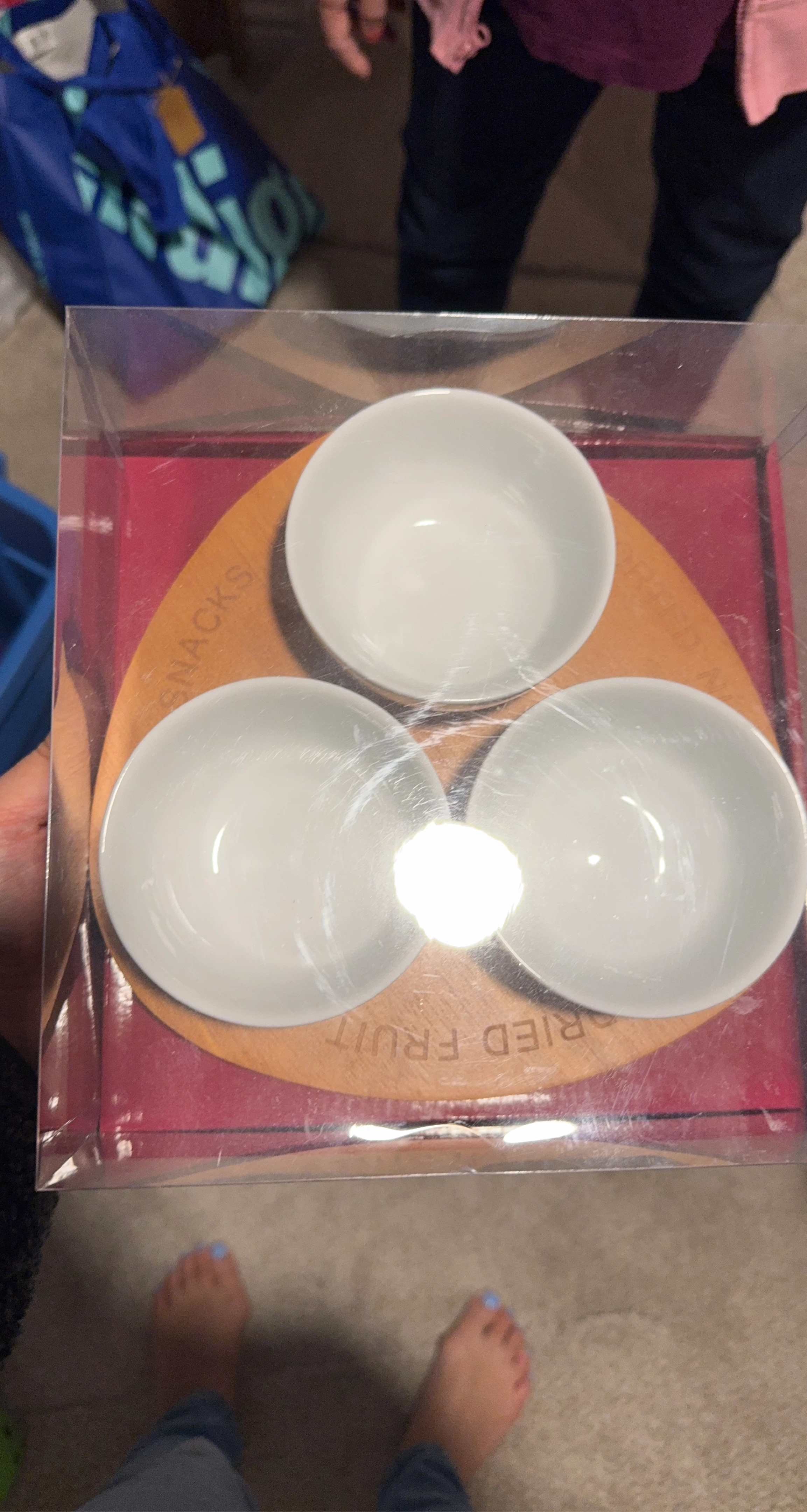 Snack Bowls with Wooden Base