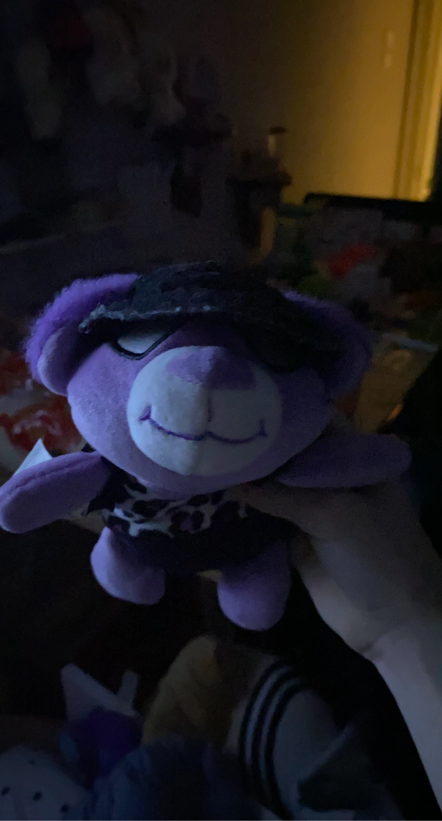 Purple Teddy Bear Plush Toy with Black Eye Mask
