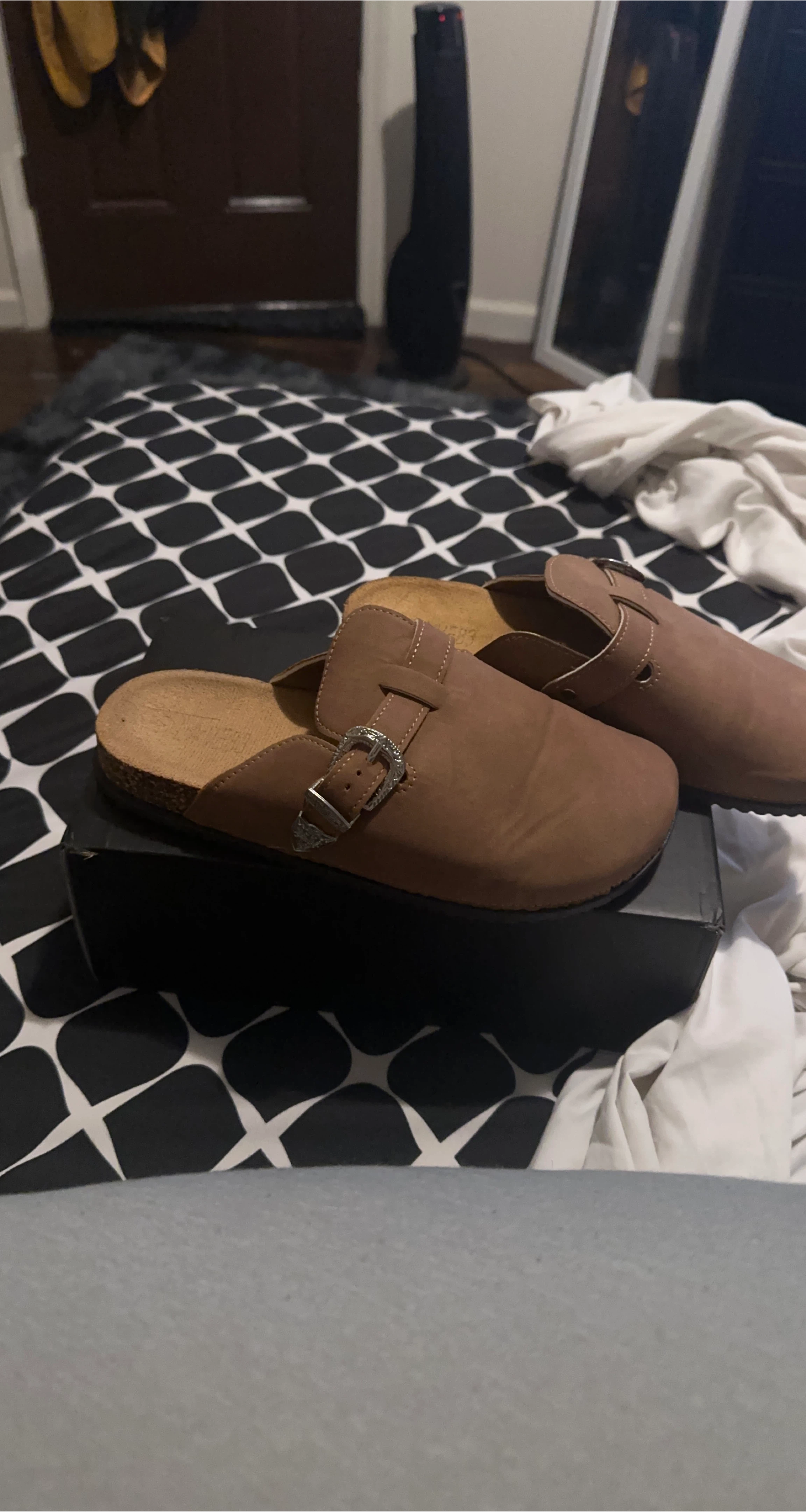 Brown Faux Suede Clog Shoes